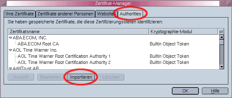Zertifikat Manager